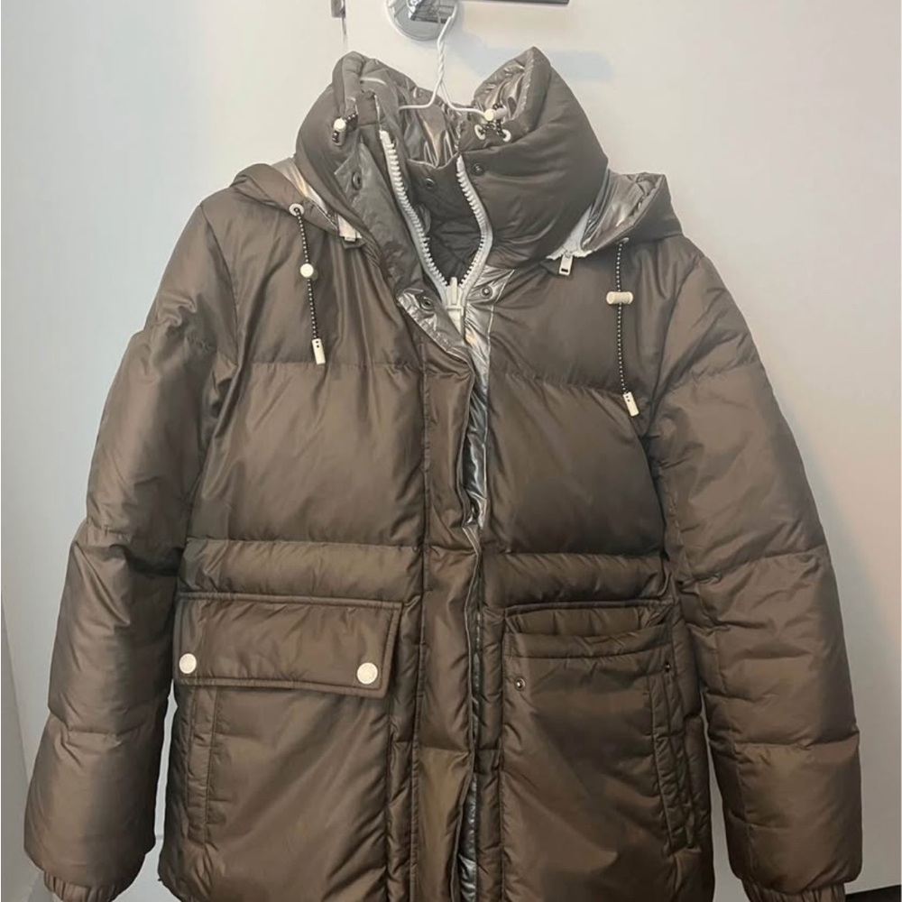Yves Salomon Silver Puffer Jacket